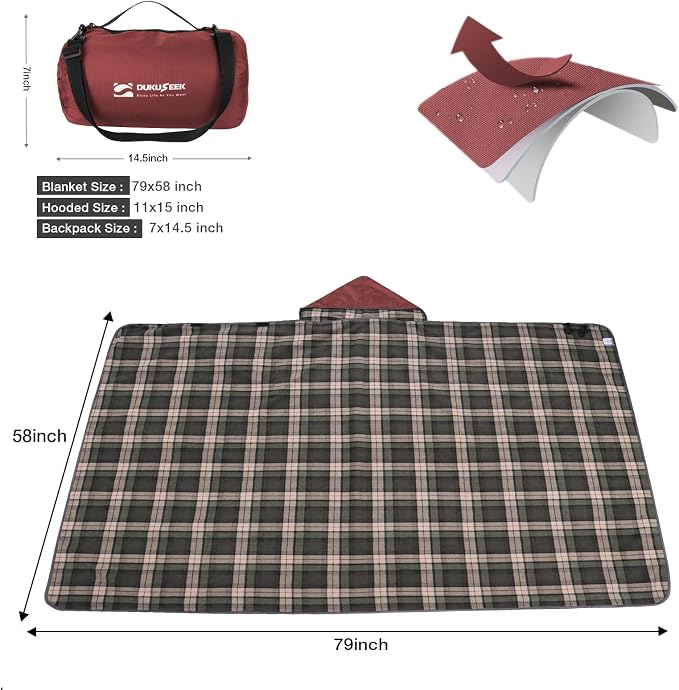 DUKUSEEK Stadium Blanket for All Weather, Waterproof Outdoor Blankets - Image 4