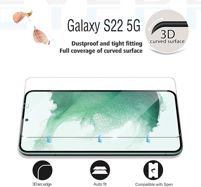 Screen Protector for Samsung Galaxy S22, Tempered Glass for Galaxy S22 & Camera - Image 3