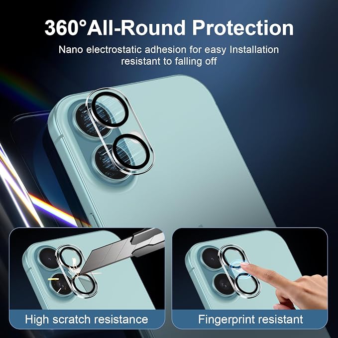 NEW'C 3x for iPhone 16 Screen Protector+ 3x Camera Lens Protector, Sensor - Image 4
