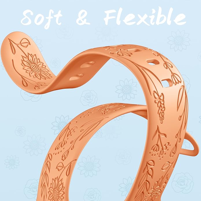 SNBLK 6 Pack Floral Engraved Bands Compatible - Image 5