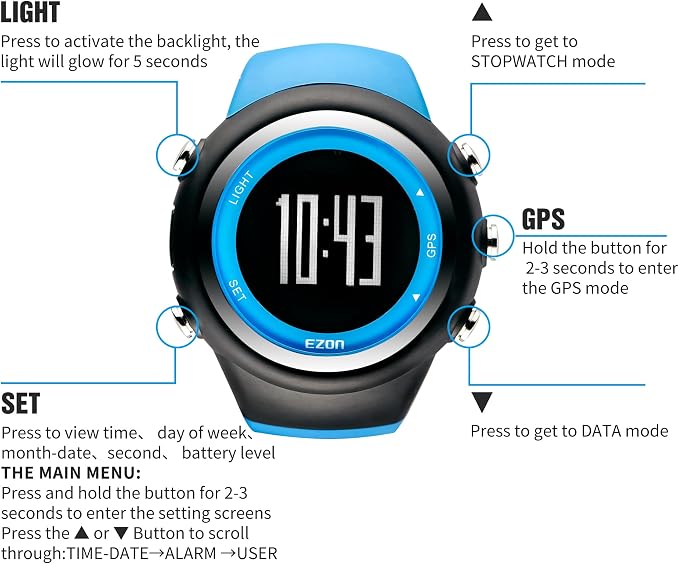 EZON GPS Running Watch with Distance Pace Alarm and Calorie Counter and - Image 7