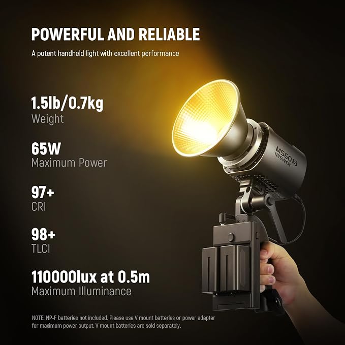 NEEWER MS60B LED Video Light 2.4G/APP Control, 65W Metal Mini Compact COB - Image 2