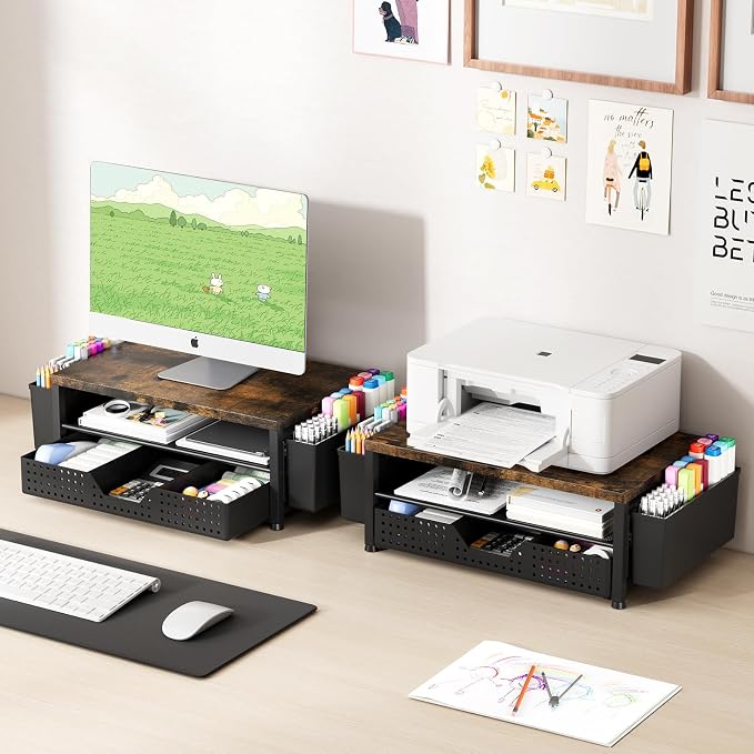OPNICE Wood Desk Organizers and Accessories, 2-Tier Computer Monitor Stand Riser - Image 6