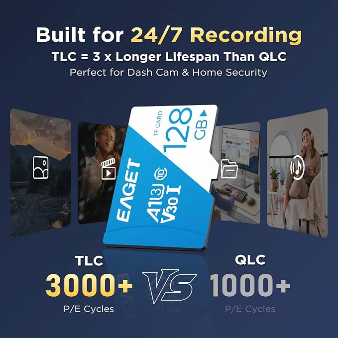 EAGET 3-Pack 128GB TF Memory Card Up to 100MB/s Read - Image 5