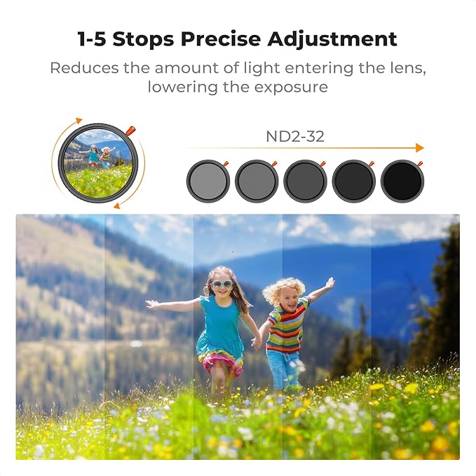 K&F CONCEPT 55mm Black Diffusion Mist Effect 1/4 & Variable ND2-32 & Circular - Image 5