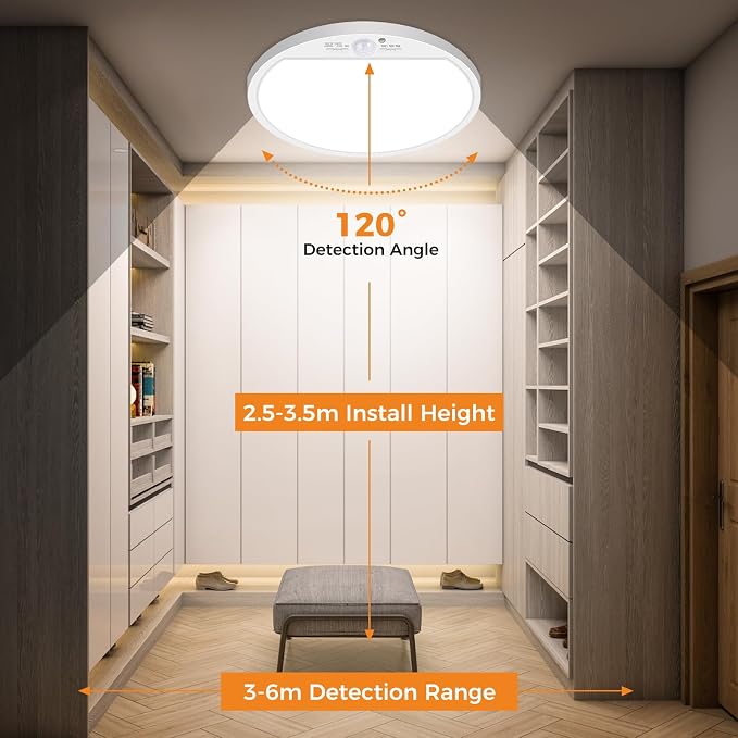 slochi 4Pack Motion Sensor Light Indoor Wired, 12 Inch 3000K/4000K/6500K Closet - Image 6