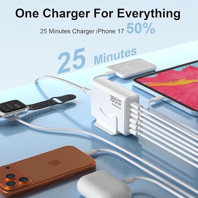 165W GaN USB C Charging Station, 6-Port Desktop Charger - Image 3