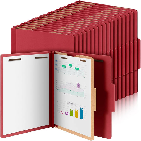 36 Pcs Classification Folders Letter Size, 1 Divider Pressboard File Folder with Fasteners, Expanding File Organizer Bulk for Teachers, Clergy, Office, Church, Christmas Donations (Red)