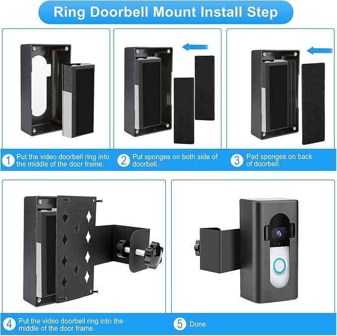 Anti-Theft Video Doorbell Door Mount, Doorbell No-Drill Mount Fit - Image 6