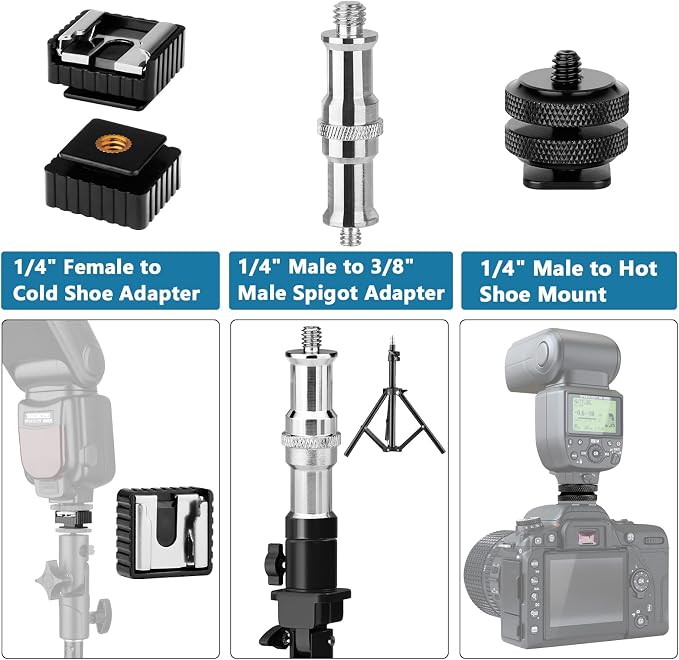 ChromLives Camera Tripod Adapter, 1/4 to 3/8 Hot Shoe Adapter, Tripod Mount - Image 7