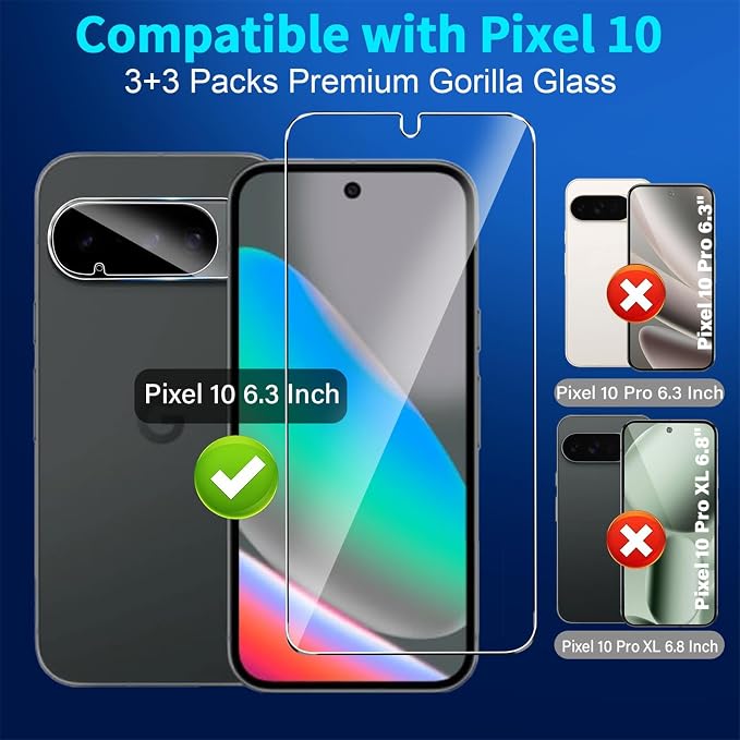 letosan 3 Pack for Google Pixel 10 Screen Protector Tempered Glass + 3 Pack - Image 2