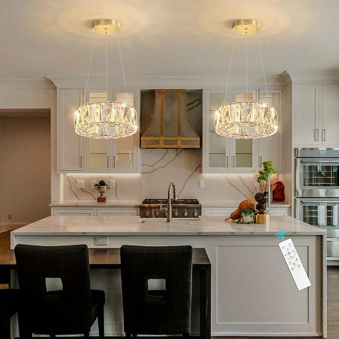 HAIXIANG Modern Crystal Chandelier Dimmable LED 8 Inch Ring Pendant Lights by HAIXIANG