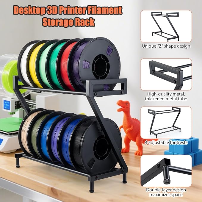 Z-shaped 2 Tiers 3D Printer Filament Storage Rack Desktop, 3D Printer Filament - Image 2