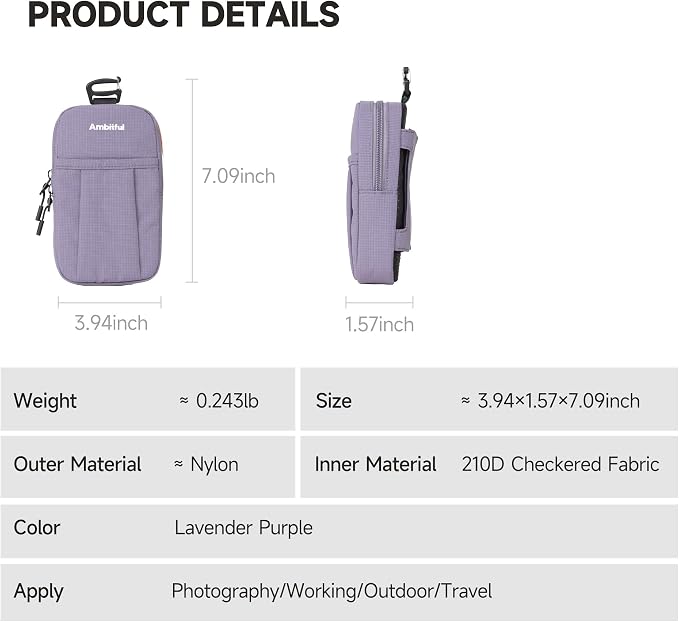 AMBITFUL Compact Sports Camera Bag, Shoulder Strap Storage Case, 3.94 x 1.57 x - Image 8