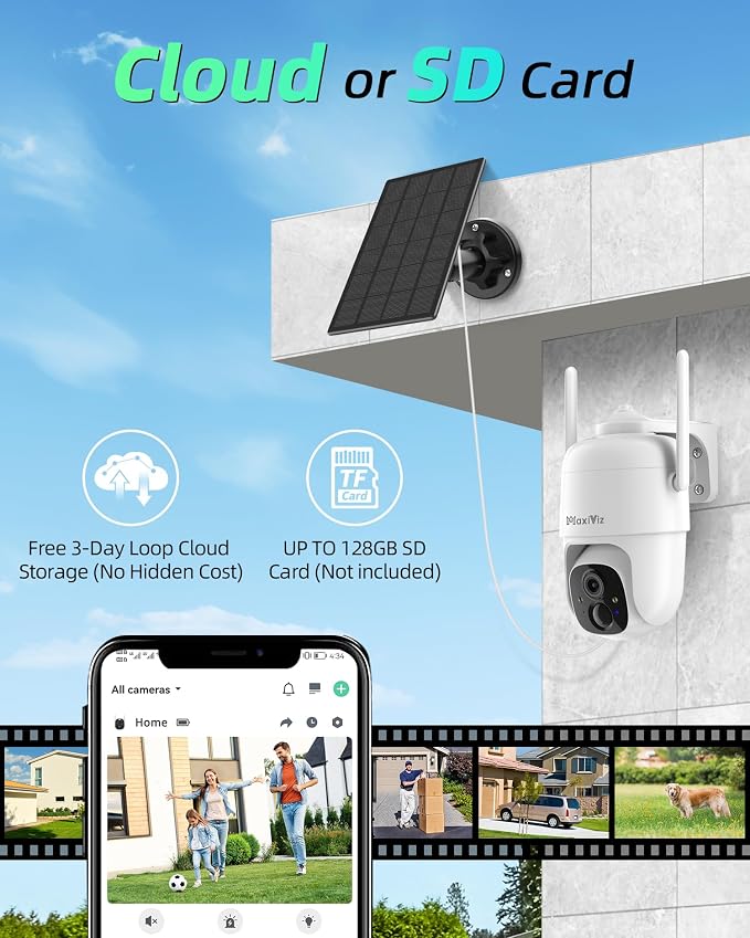 MaxiViz 2K Solar Camera Security Outdoor, 100% Wire-Free Security Cameras - Image 7