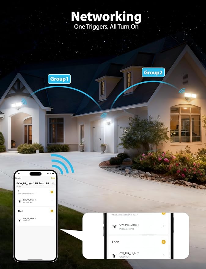 Onforu 32W 3200LM Smart Outdoor Security Light, WiFi Motion Sensor Flood Light - Image 7