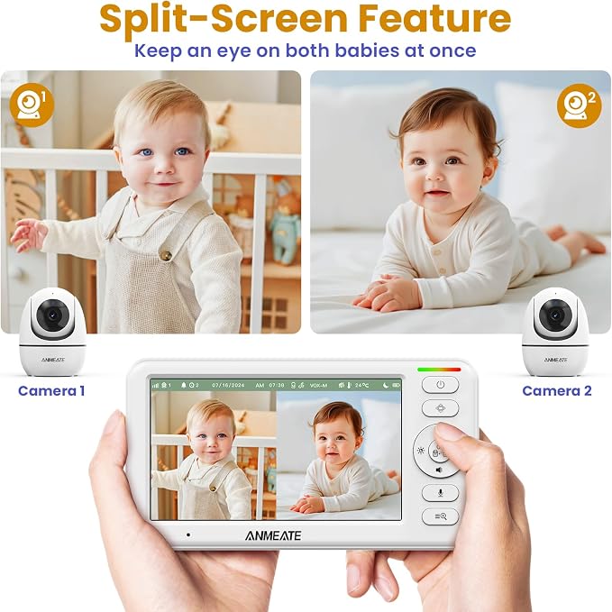 ANMEATE 5" Split Screen Baby Monitor - Image 2