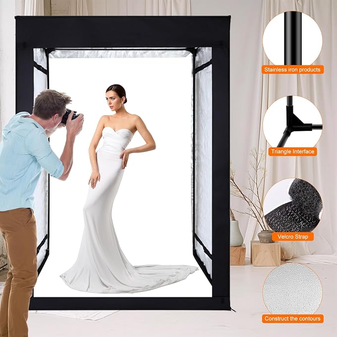 48"x78"x40" Large Photo Studio Light Box Photography, 8 Light LED Panels - Image 6