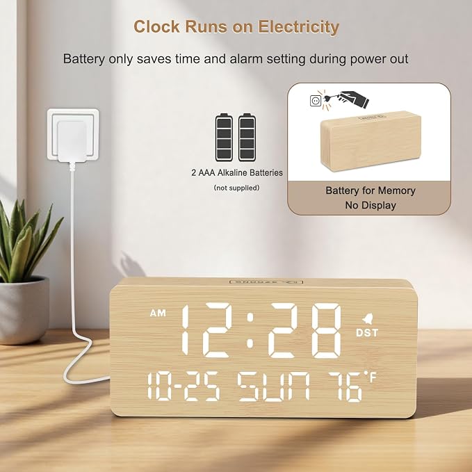 DreamSky Wooden Digital Alarm Clocks - Image 5