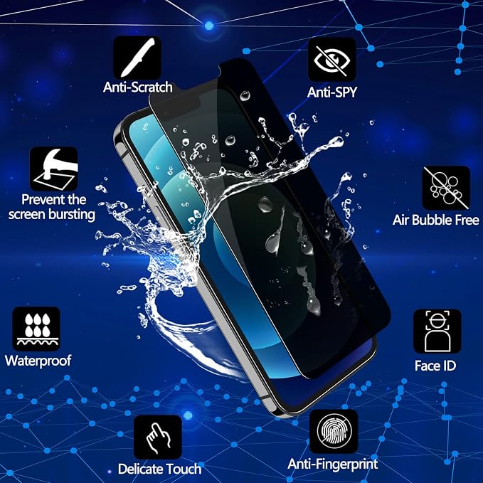 YMHML Privacy Screen Protector for iPhone 12 / iPhone 12 Pro，Anti-Spy Tempered - Image 2