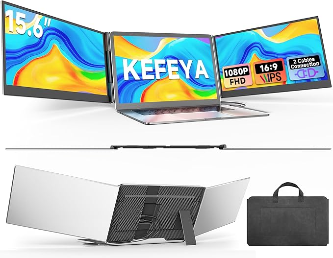 KEFEYA Laptop Screen Extender 15.6", FHD 1080P Portable Triple Monitor by KEFEYA