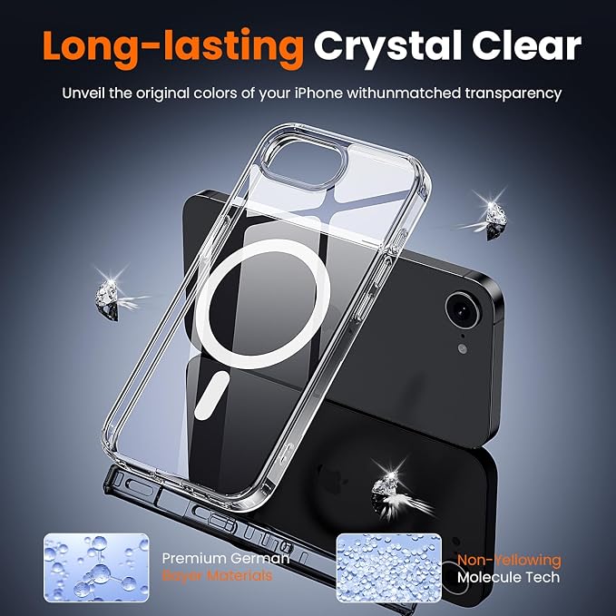 toushion 3 in 1 for iPhone 16E Case Clear/iPhone 17E Case, Not Yellowing - Image 4