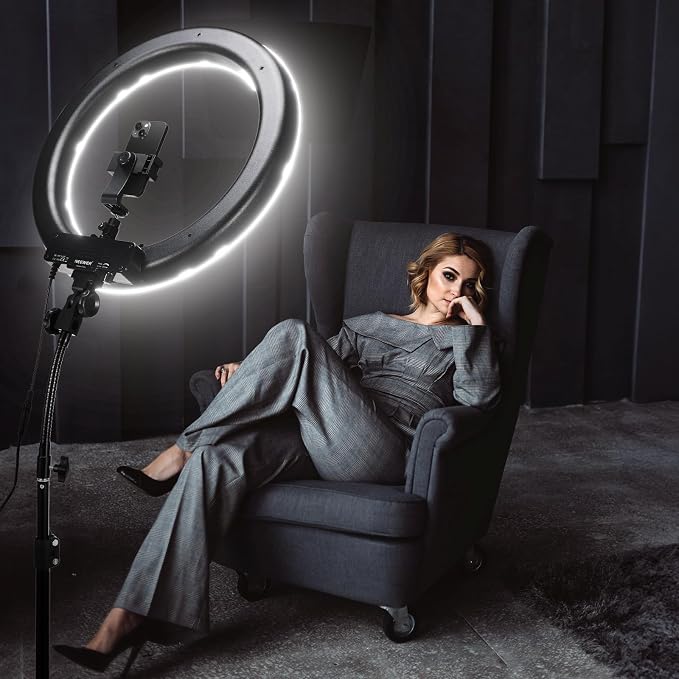 NEEWER 18 Inch Ring Light with Tripod Stand, 55W Large LED Ringlight, Cold Shoe - Image 5