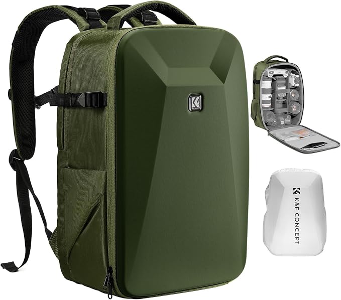 K&F CONCEPT Camera Backpack, Hardshell Photography DSLR Camera Bag by KFCONCEPT
