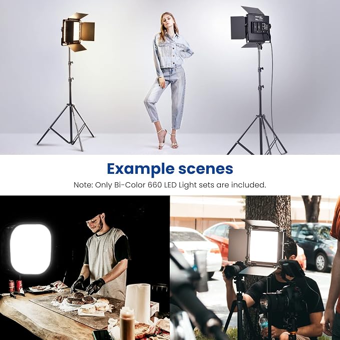 NEEWER 2 Pack Bi Color 660 LED Video Light and Stand Kit: 3200-5600K CRI 96+ - Image 9