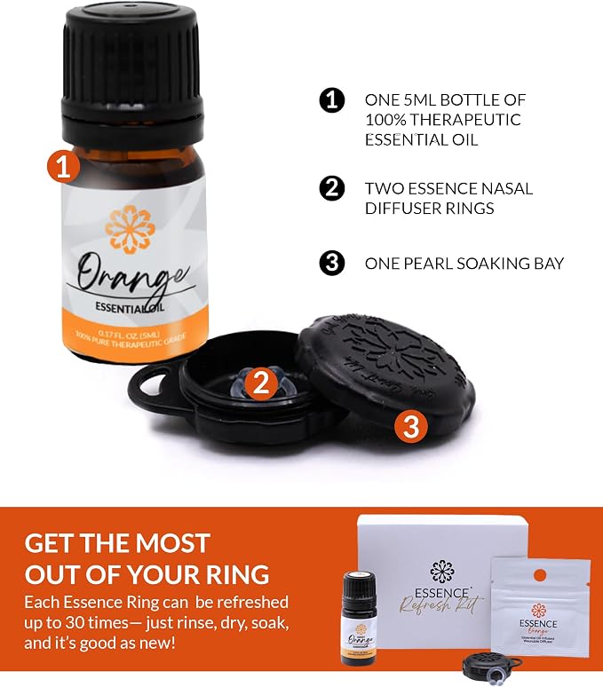 Essence Wearable Aromatherapy Nasal Diffuser – Orange Essential Oil Nose Ring - Image 4