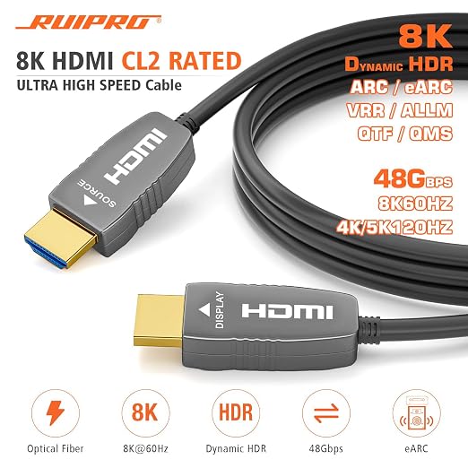 RUIPRO 8K HDMI Ultra High Speed Latest 2.1b Certified Fiber Optic Cable CL2 - Image 2
