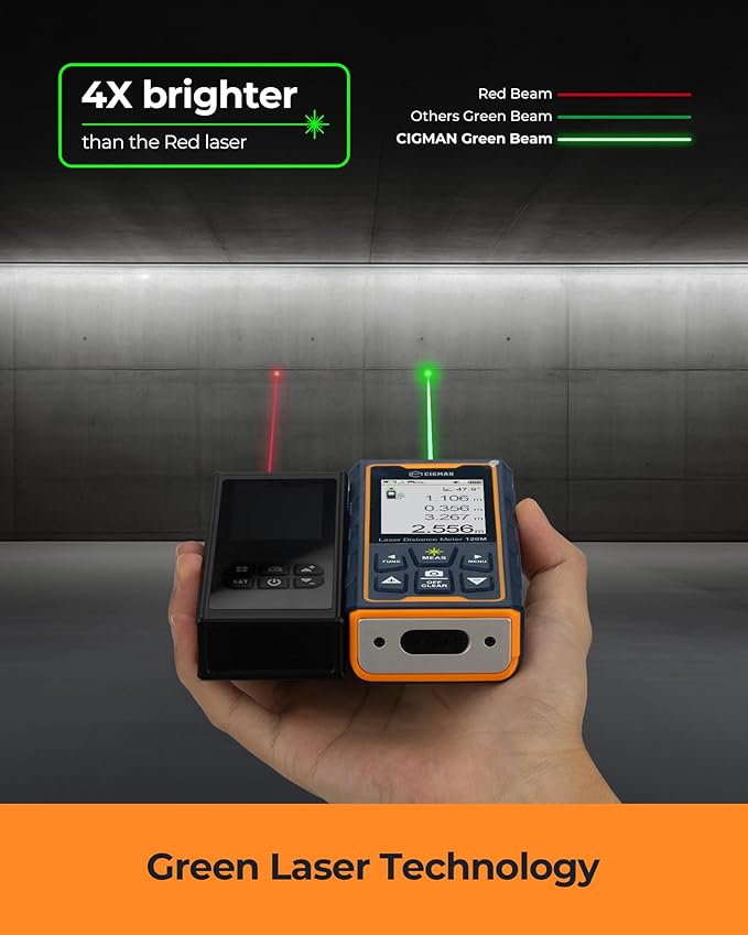Laser Measuring Tool, CIGMAN 393ft Green-Beam Laser Measure, Outdoor Laser - Image 4
