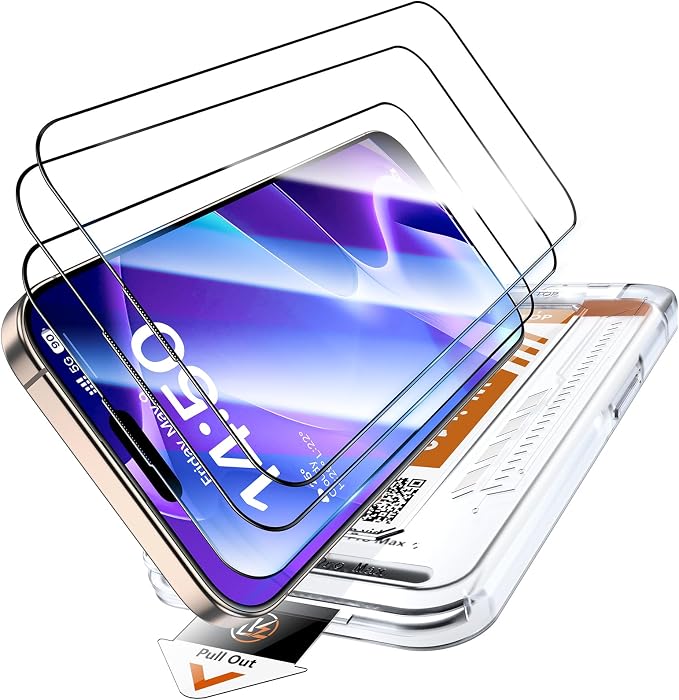 LK 3 Pack for iPhone 15 Pro Max Screen Protector Tempered Glass Military Grade by LK