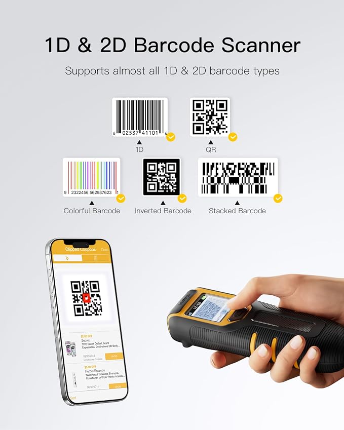 Inateck Barcode Scanner Wireless, Portable Bluetooth Barcode Scanner - Image 2