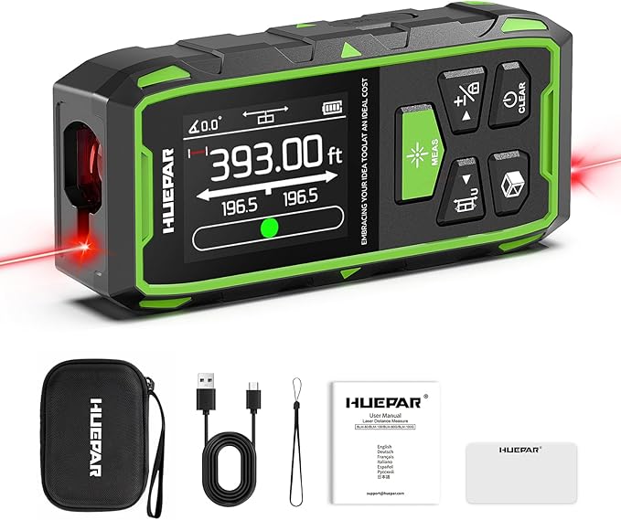 Huepar Professional Dual Laser Measuring Tool 393ft, 5 Years Warranty, by Huepar