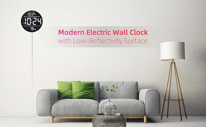 Digital Wall Clock with Large LED Display, Temperature, Auto-Brightness | Small - Image 6