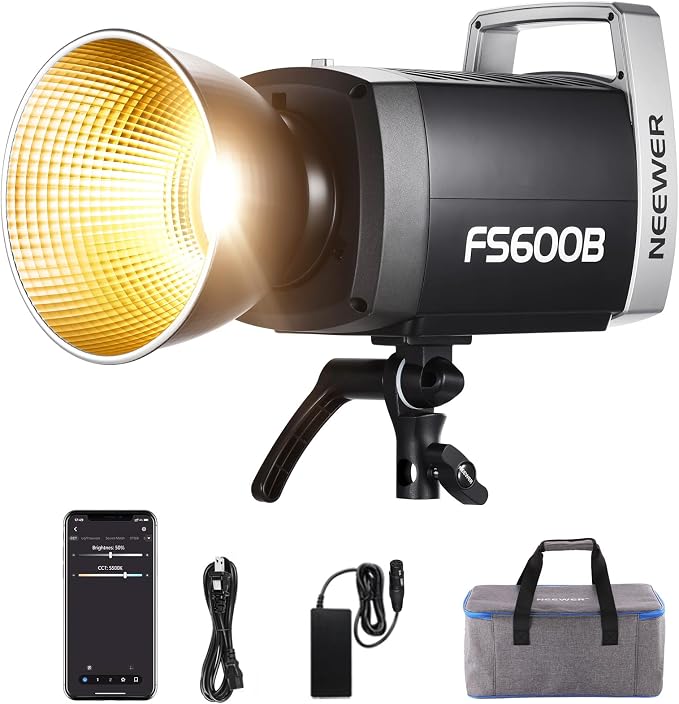 NEEWER 600W LED Studio Video Light 2.4G/APP Control 87100Lux/1m, 2700K-6500K Bi by Neewer