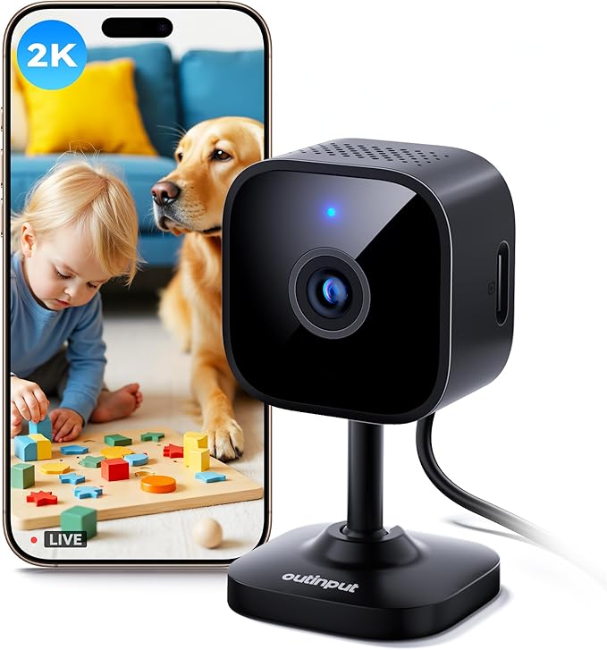 Outinput Indoor Security Camera, 2K WiFi Home Camera by Outinput