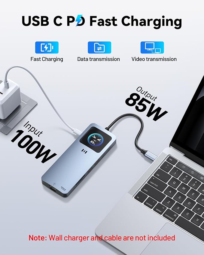 Laptop Docking Station Dual Monitor, 12-in-1 USB-C Docking Station - Image 8