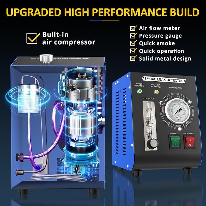 Automotive Smoke Machine, Professional Leak Detector Built-in Air Pump Flow - Image 5