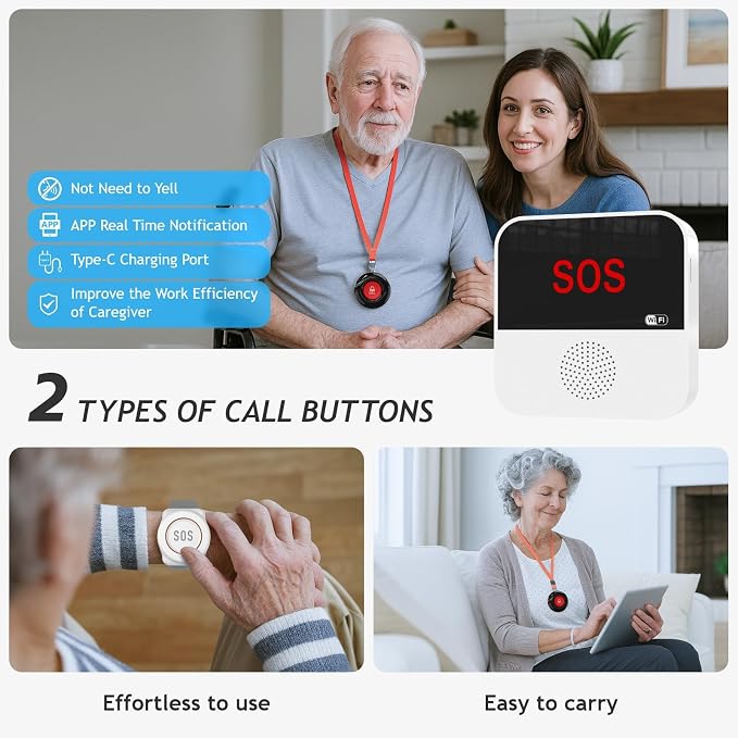 SanJie Wi-Fi Wireless Caregiver Pager Call Button - Image 3