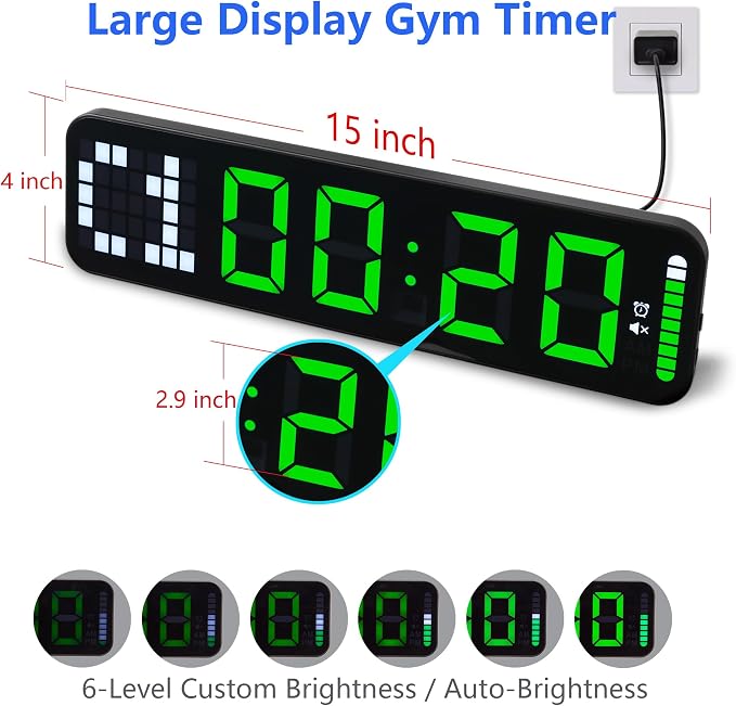 Gym Timer 15'' Large Wall Clocks - Image 2
