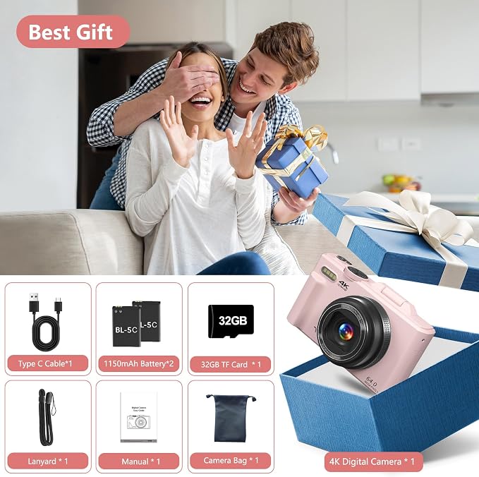 Digital Camera for Photography, 4K Vlogging Camera for YouTube 3" 180° Flip - Image 7