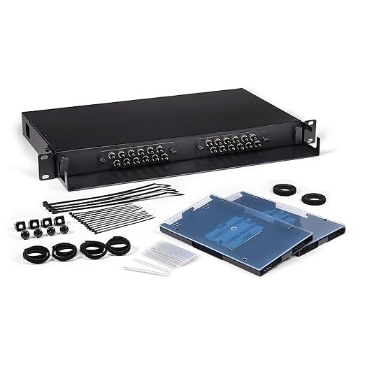 Fiber Optic Patch Panel, Rack Mount, 1 RU, Includes 2 ST Adapter Plates by Unknown