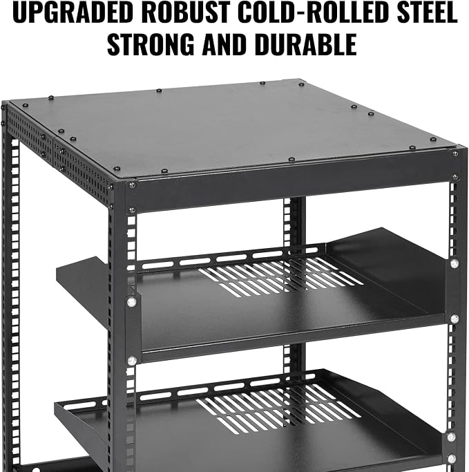 VEVOR 12U Open Frame Server Rack, 23-40 in Adjustable Depth, Free Standing or - Image 4