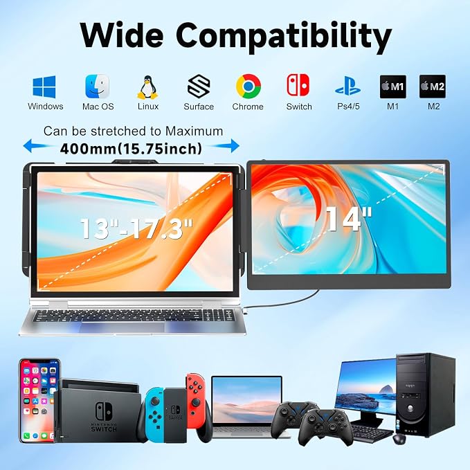 KEFEYA Laptop Screen Extender, 1080P FHD IPS Monitor Extender - Image 5
