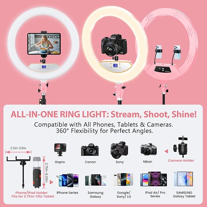 Ring Light with Stand 22inch Kit: Professional Ring Light Overhead Tripod - Image 7