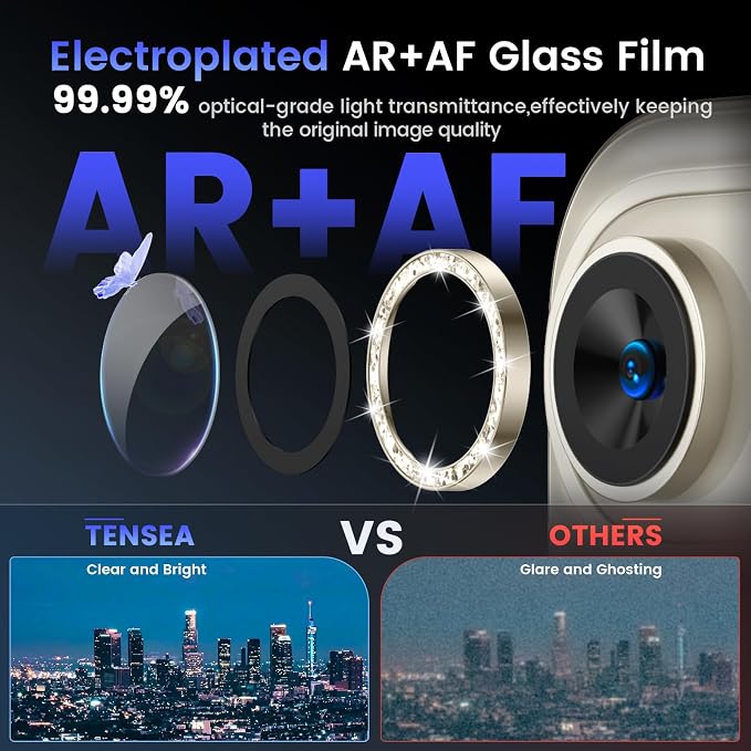 Tensea 2Pack for iPhone 17 Air Camera Lens Protector, 9H Tempered Glass Camera - Image 3