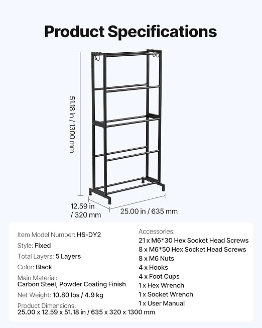 VEVOR 3D Printer Filament Storage Rack, 5 Tier Heavy Duty Storage Shelves - Image 7