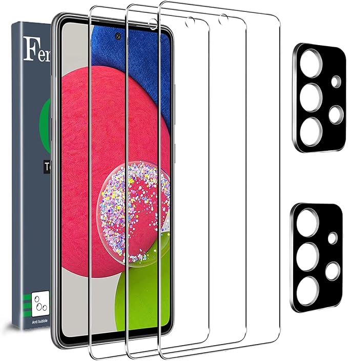 Ferilinso 3 Pack Screen Protector + 2 Pack Camera Lens Protector by Ferilinso